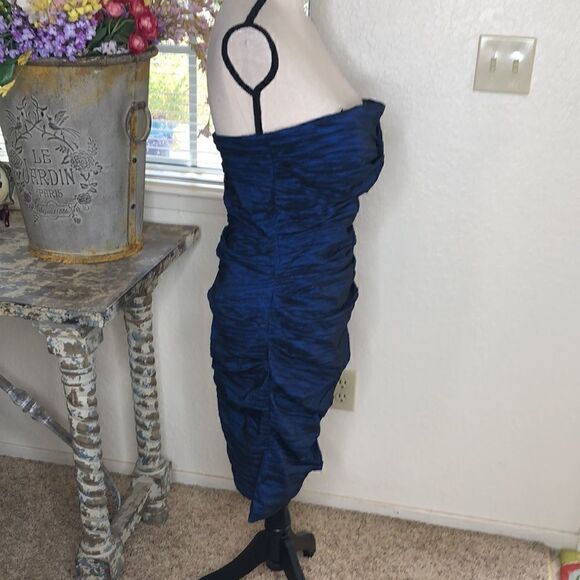 Betsy & Adam Royal Blue Taffeta Strapless Body-con Dress - Picture 4 of 12